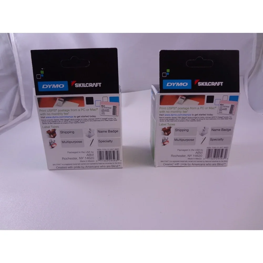 DYMO White Address Labels 2 Rolls of 350 #30252 NEW 1 1/8